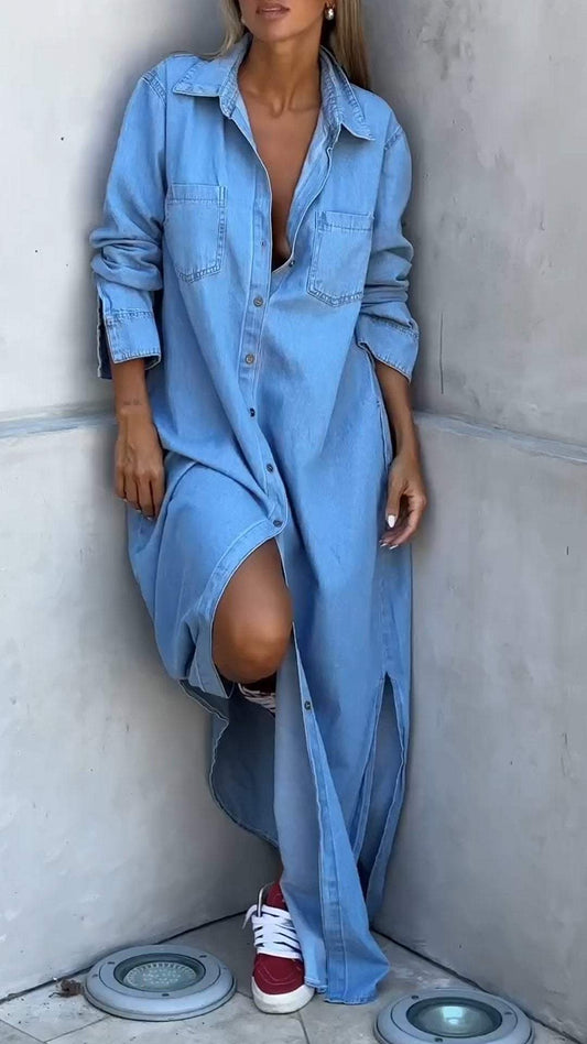 DINAH | ABITO IN JEANS A MANICHE LUNGHE CON REVER