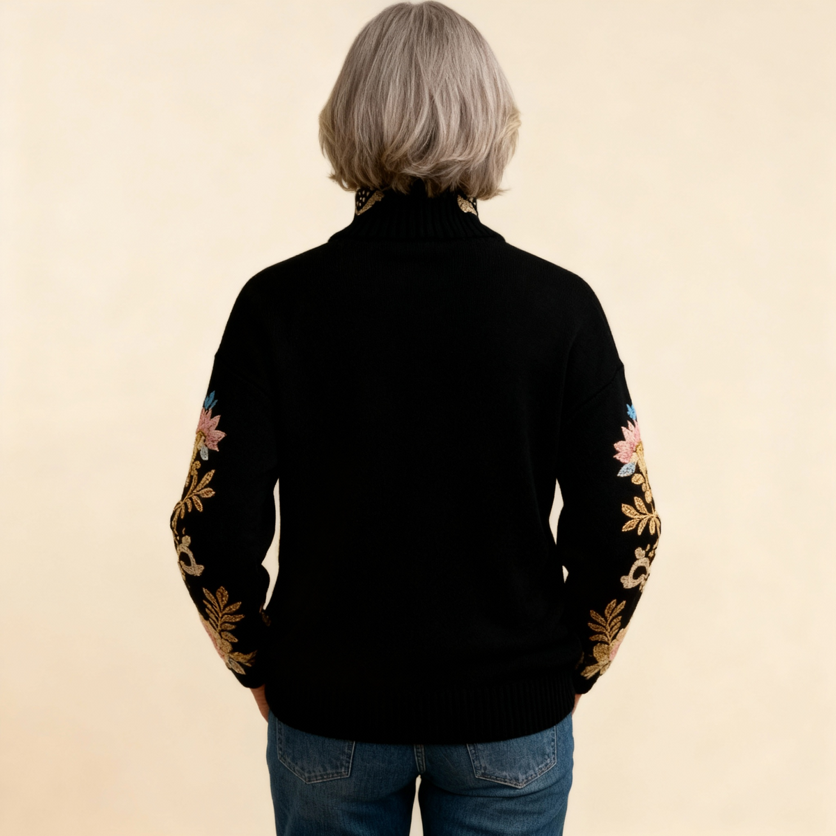 AVA | MAGLIONE A MAGLIA CON FIORI VINTAGE