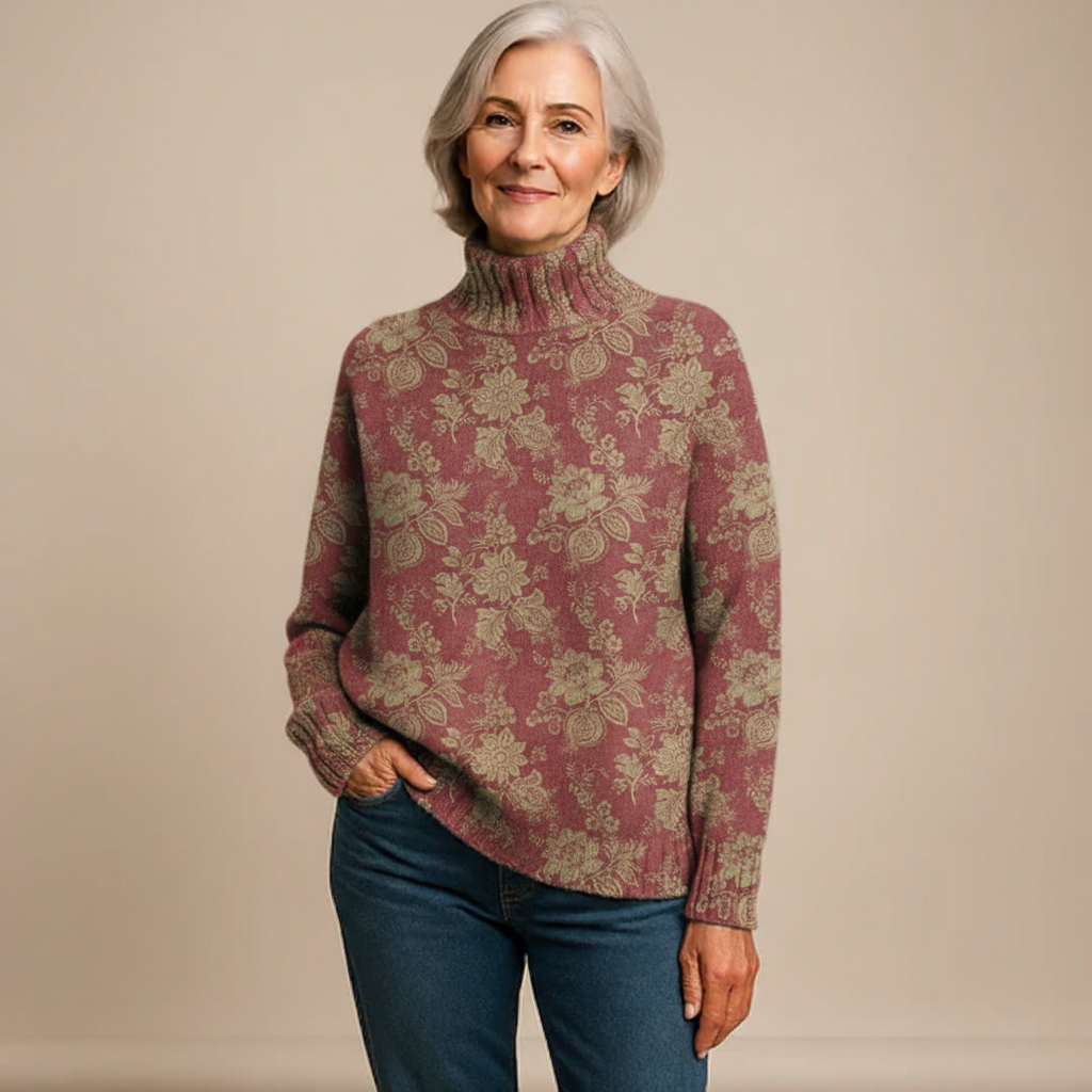 HARRIET | MAGLIA DOLCEVITA IN MAGLIA CON STAMPA A ROSE RETRÒ
