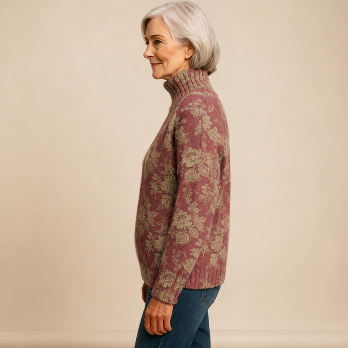 HARRIET | MAGLIA DOLCEVITA IN MAGLIA CON STAMPA A ROSE RETRÒ