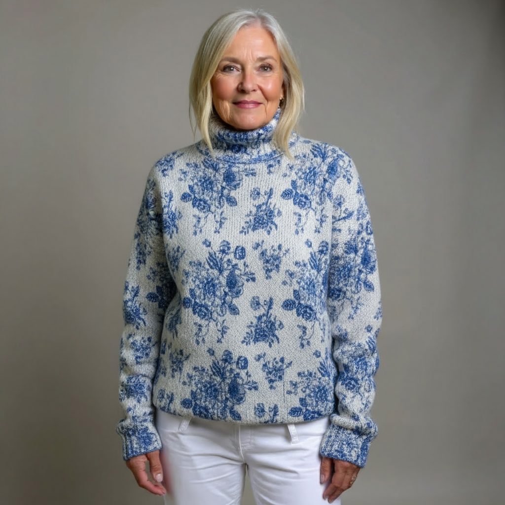 MAISIE | MAGLIA DOLCEVITA IN MAGLIA BLUE BLOSSOM