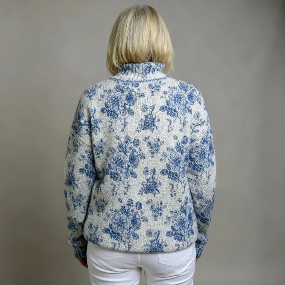 MAISIE | MAGLIA DOLCEVITA IN MAGLIA BLUE BLOSSOM