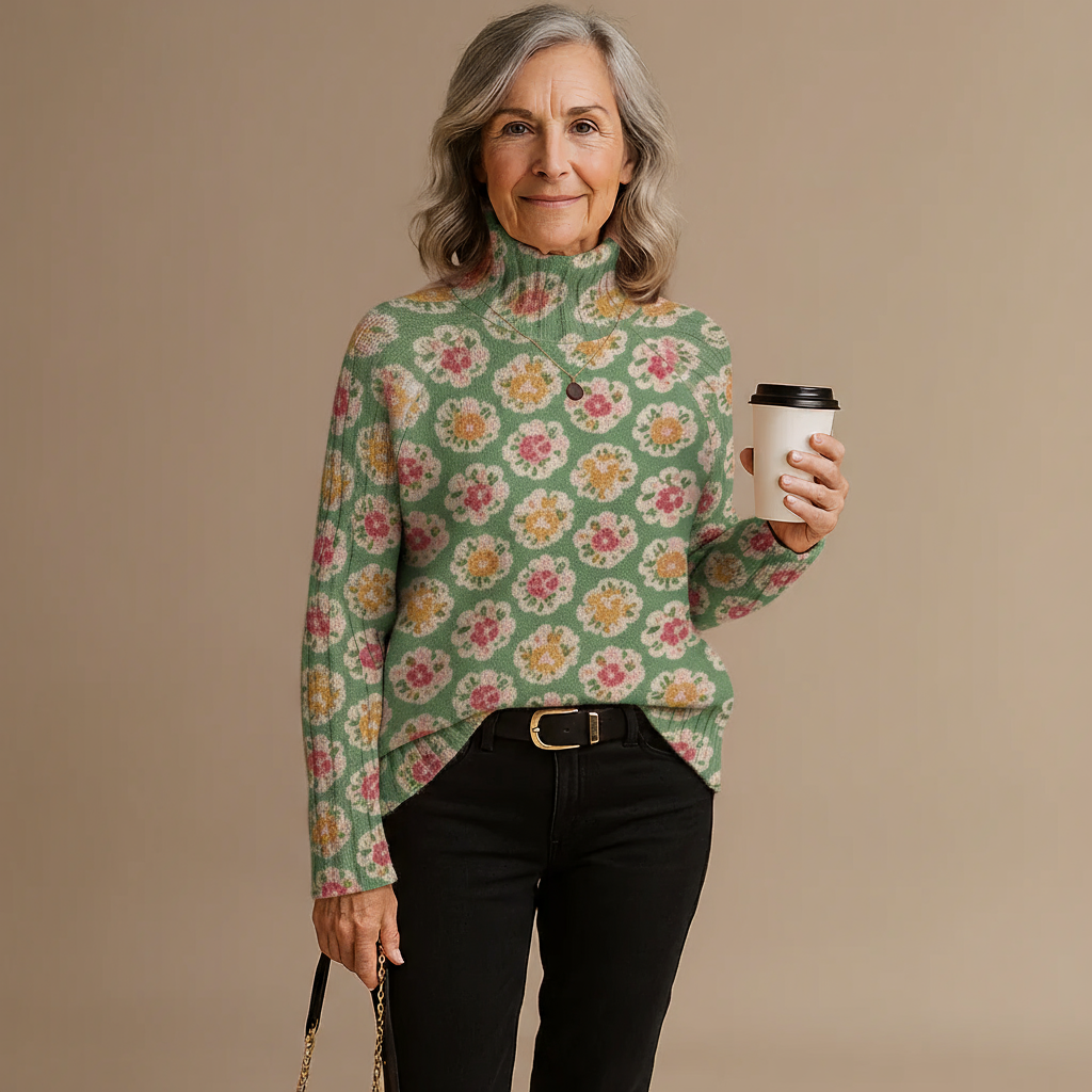 BEATRICE | MAGLIONE DOLCEVITA DA DONNA CON STAMPA FLOREALE ARTISTICA
