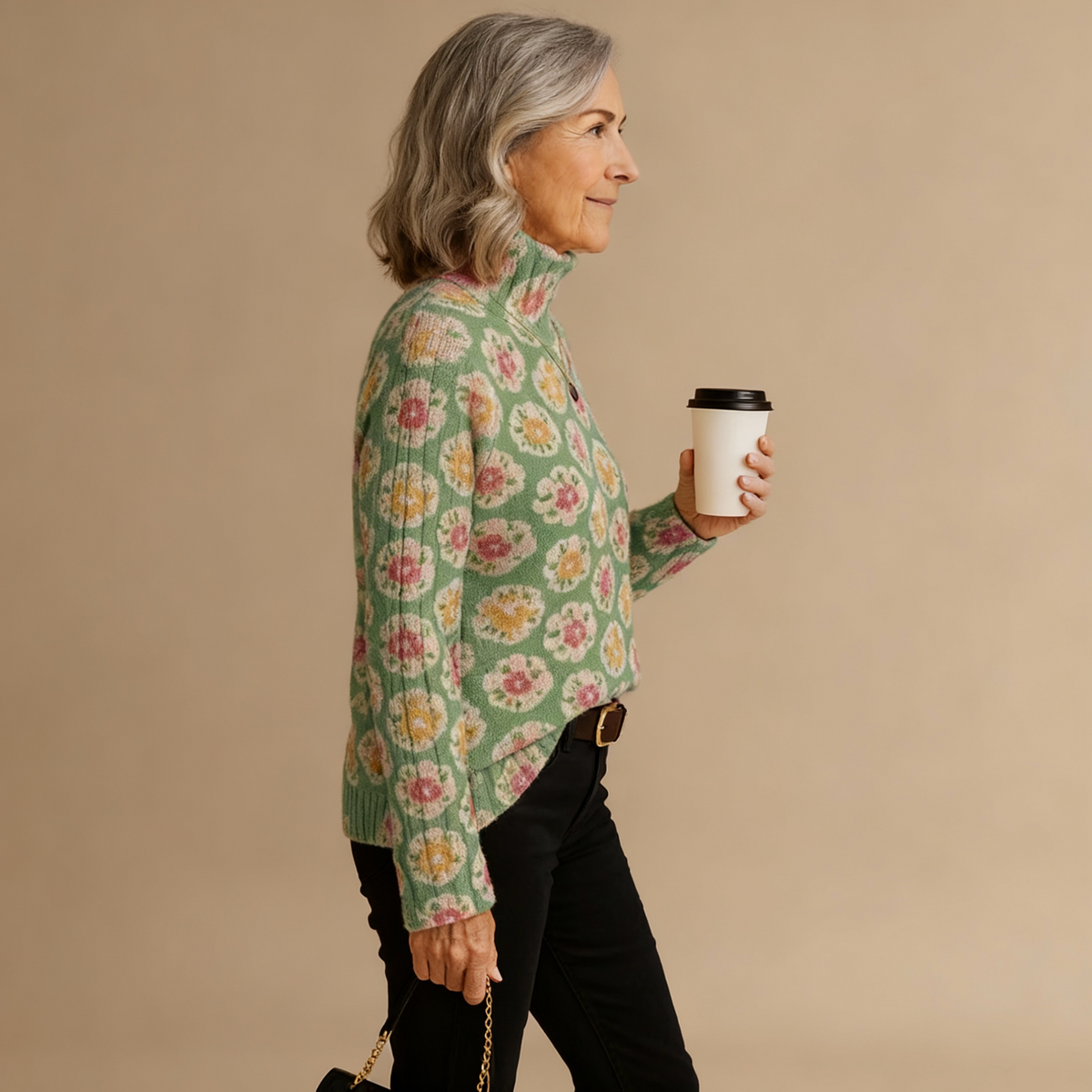 BEATRICE | MAGLIONE DOLCEVITA DA DONNA CON STAMPA FLOREALE ARTISTICA