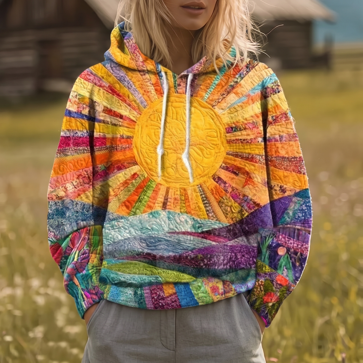 RYLETH | FELPA Y2K CON STAMPA SUNBURST