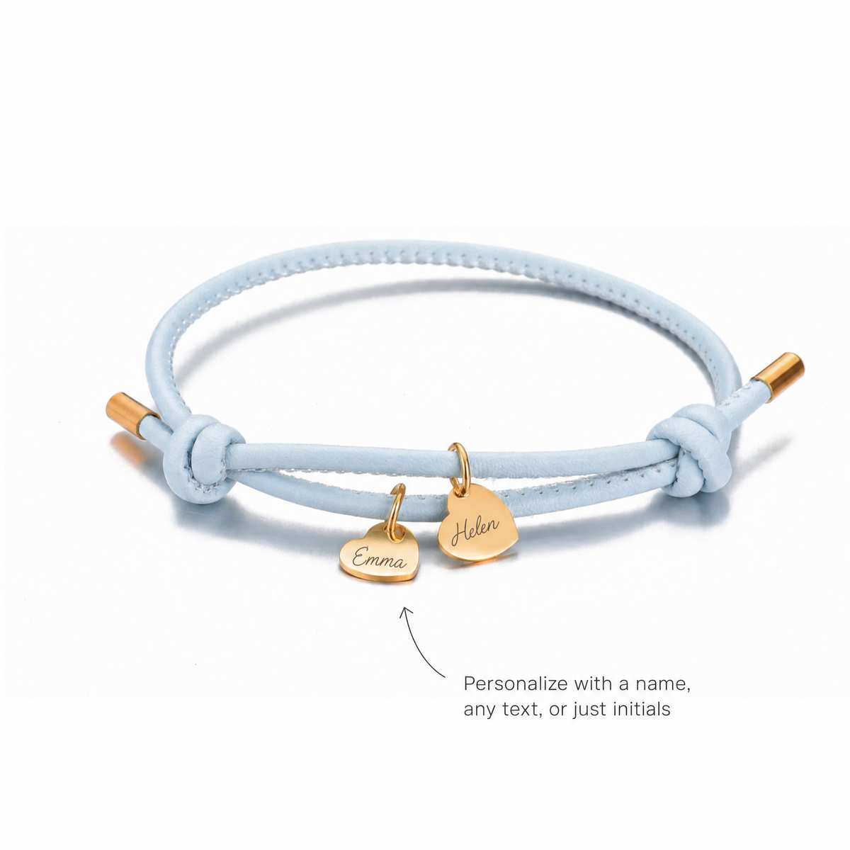 BRACCIALE IN PELLE CON DOPPIO CUORE