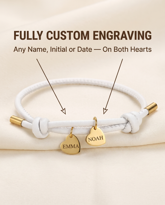 BRACCIALE IN PELLE CON DOPPIO CUORE