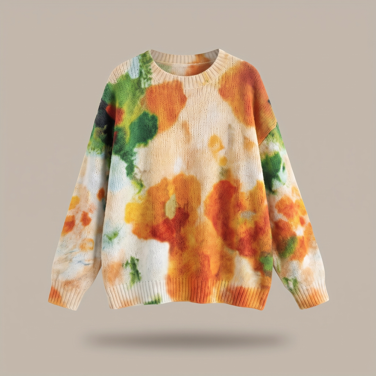 AMBERLEI | MAGLIA GIROCOLLO CON STAMPA FLOREALE TIE-DYE ARANCIONE