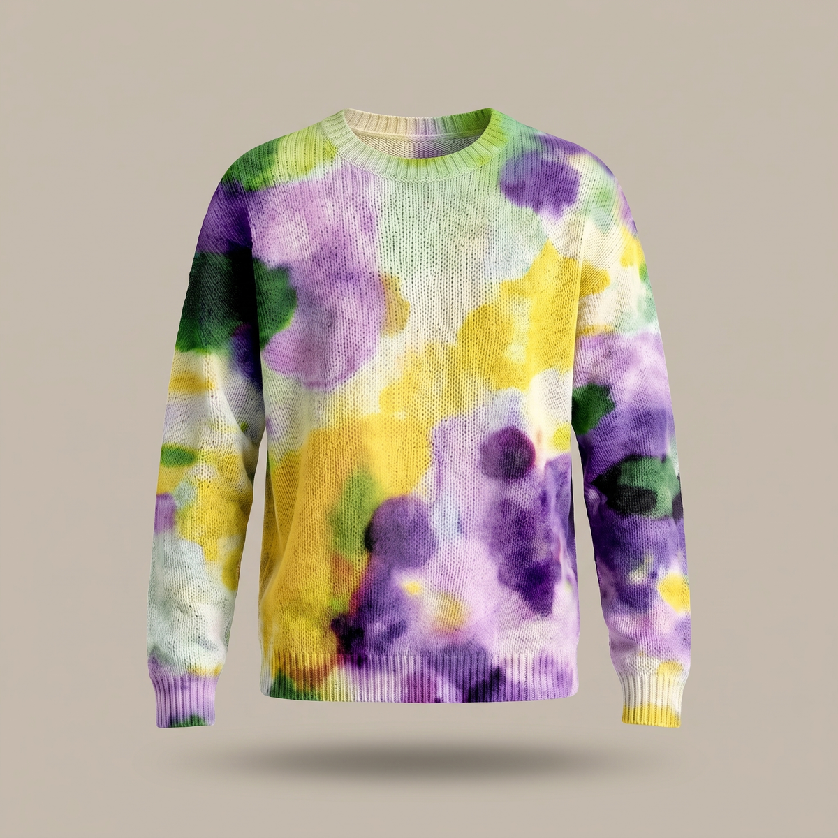 VIOLETTA | MAGLIONE GIROCOLLO CON STAMPA FLOREALE TIE-DYE VIOLA