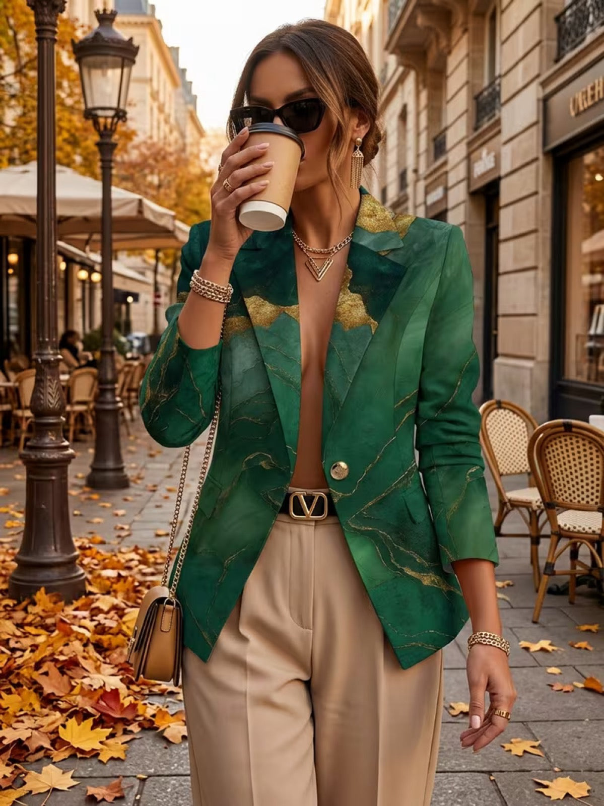 HONORINE | BLAZER IN MARMO SMERALDO