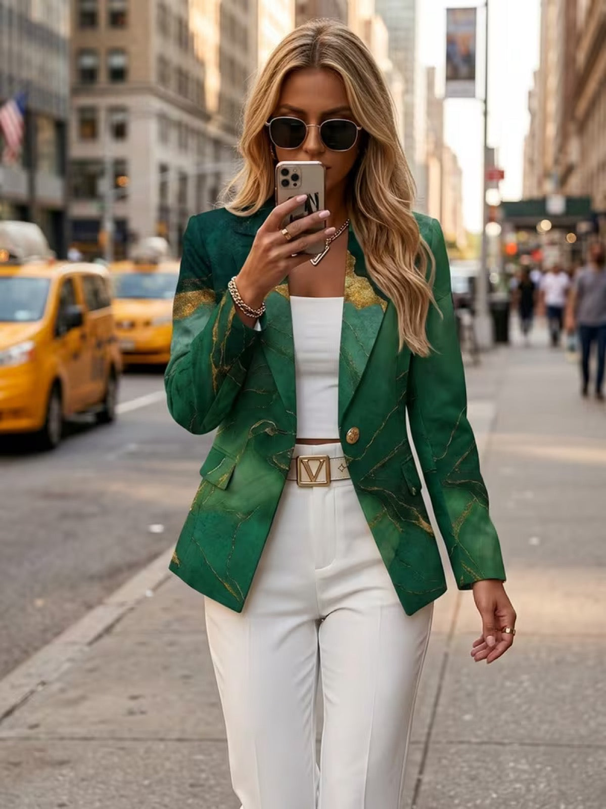 HONORINE | BLAZER IN MARMO SMERALDO