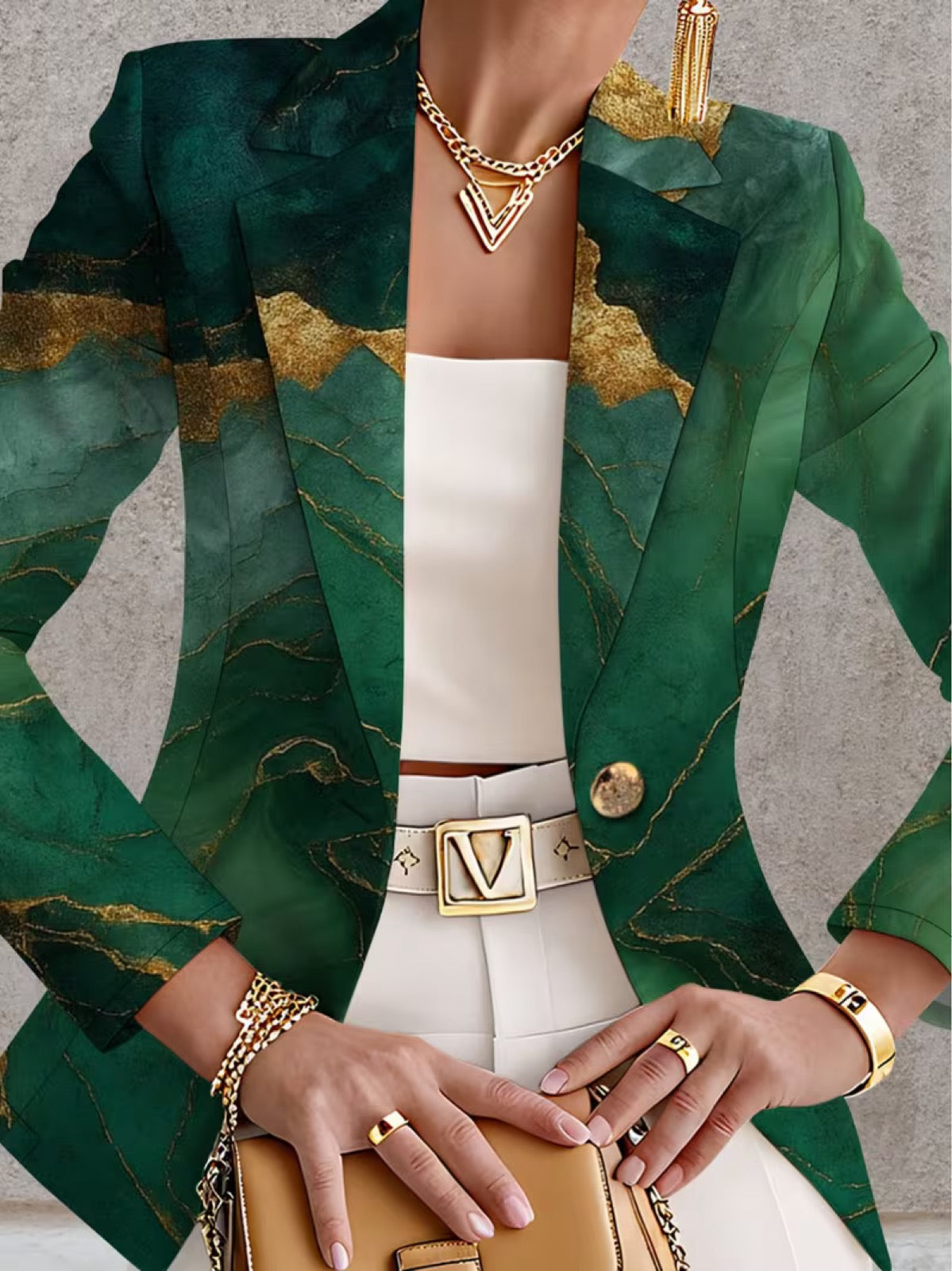 HONORINE | BLAZER IN MARMO SMERALDO