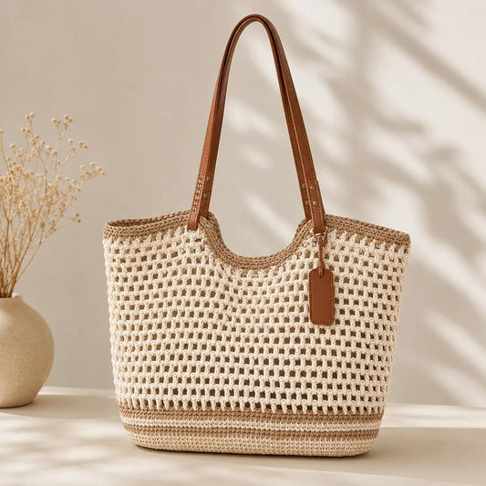BORSA TOTE CLARE BICOLORE | INTRECCIATA A MANO
