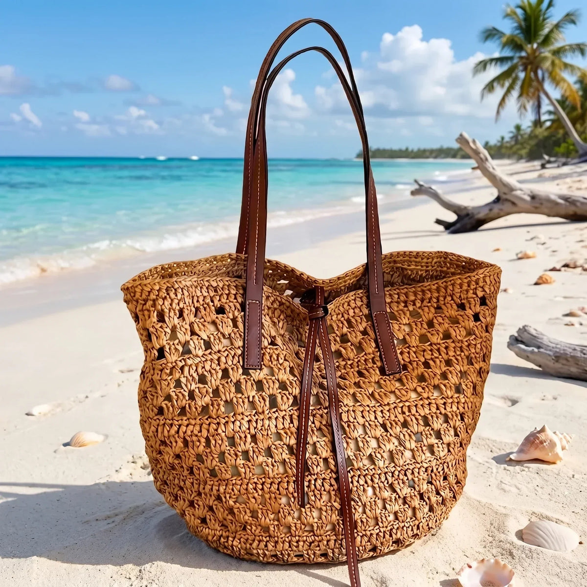 LEYLA | BORSA TOTE IN PAGLIA INTRECCIATA A MANO