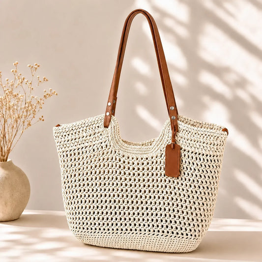 CLARE | LA BORSA TOTE ALL'UNCINETTO INTRECCIATA A MANO