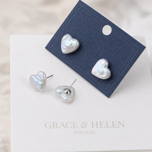AMELIA | ORECCHINI A CUORE CON PERLE D'ACQUA DOLCE PREMIUM