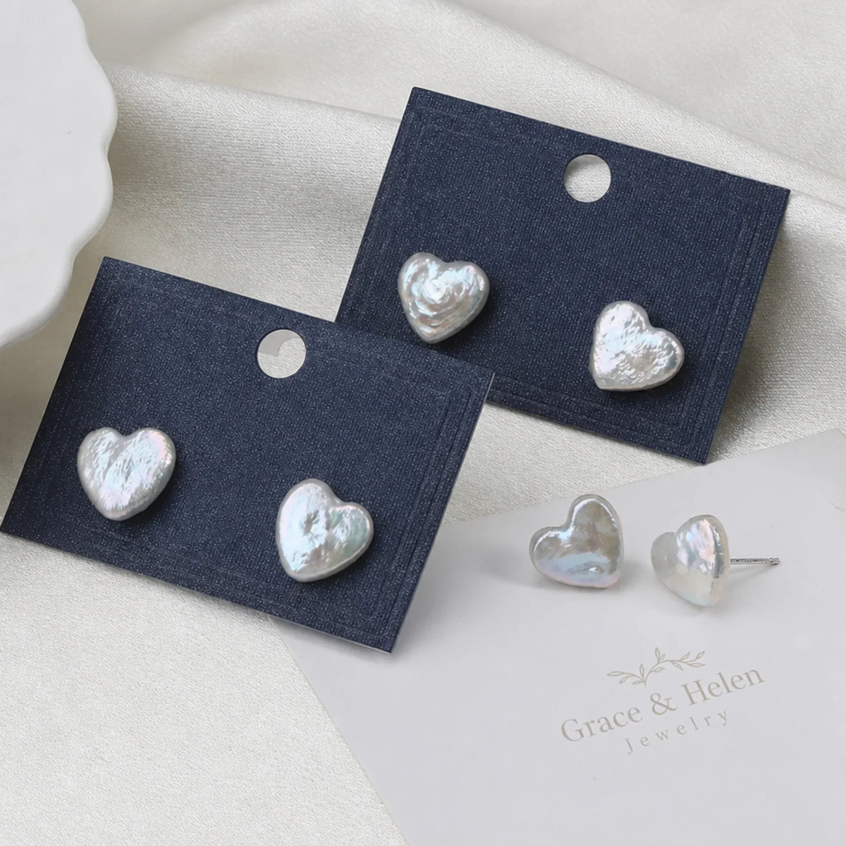 AMELIA | ORECCHINI A CUORE CON PERLE D'ACQUA DOLCE PREMIUM
