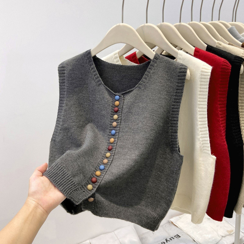 THE MARIBEL | GILET IN MAGLIA CON BOTTONI COLORATI