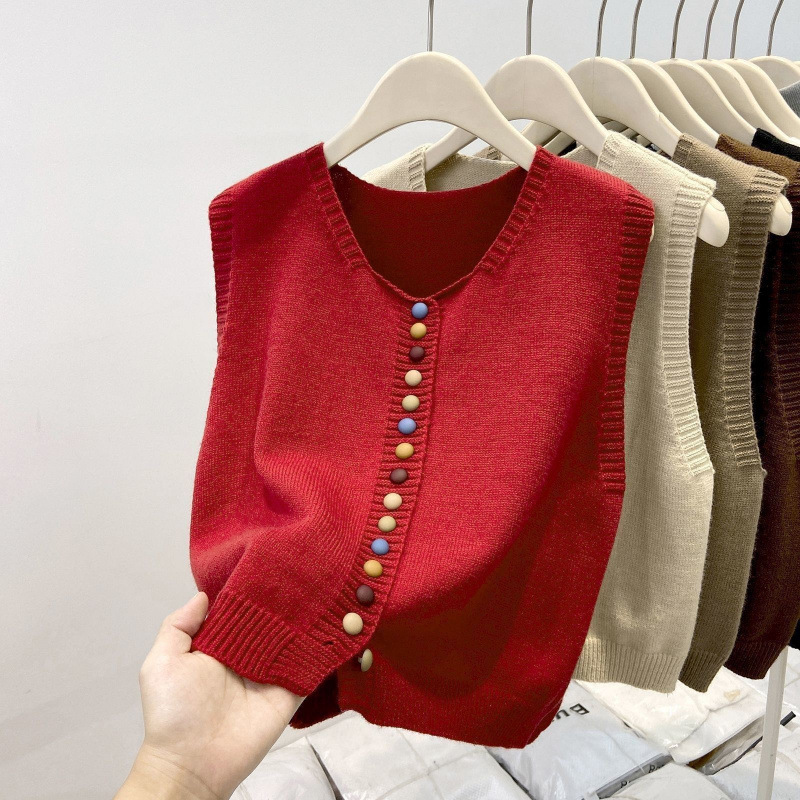 THE MARIBEL | GILET IN MAGLIA CON BOTTONI COLORATI