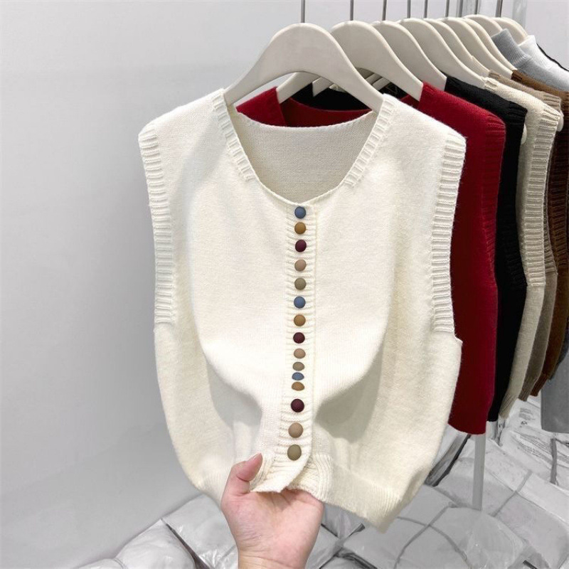 THE MARIBEL | GILET IN MAGLIA CON BOTTONI COLORATI