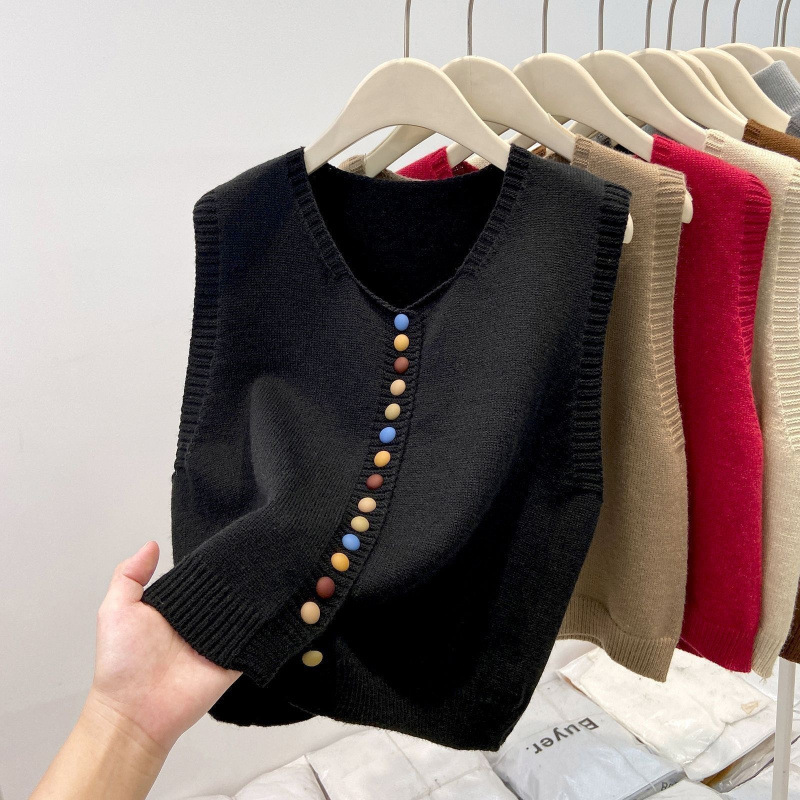 THE MARIBEL | GILET IN MAGLIA CON BOTTONI COLORATI