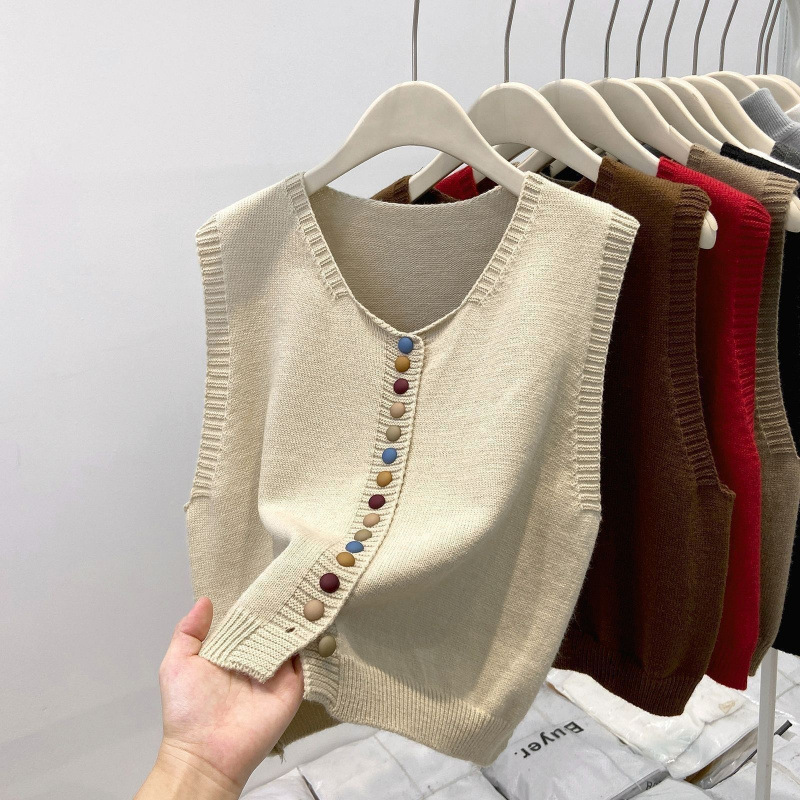 THE MARIBEL | GILET IN MAGLIA CON BOTTONI COLORATI