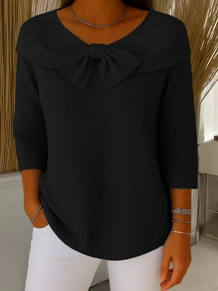 TIVELLA | MAGLIA CON FIOCCO E SCOLLO ROTONDO