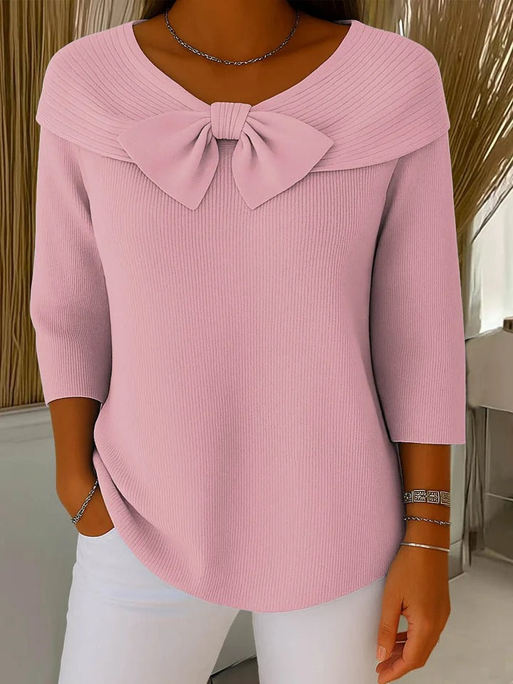 TIVELLA | MAGLIA CON FIOCCO E SCOLLO ROTONDO