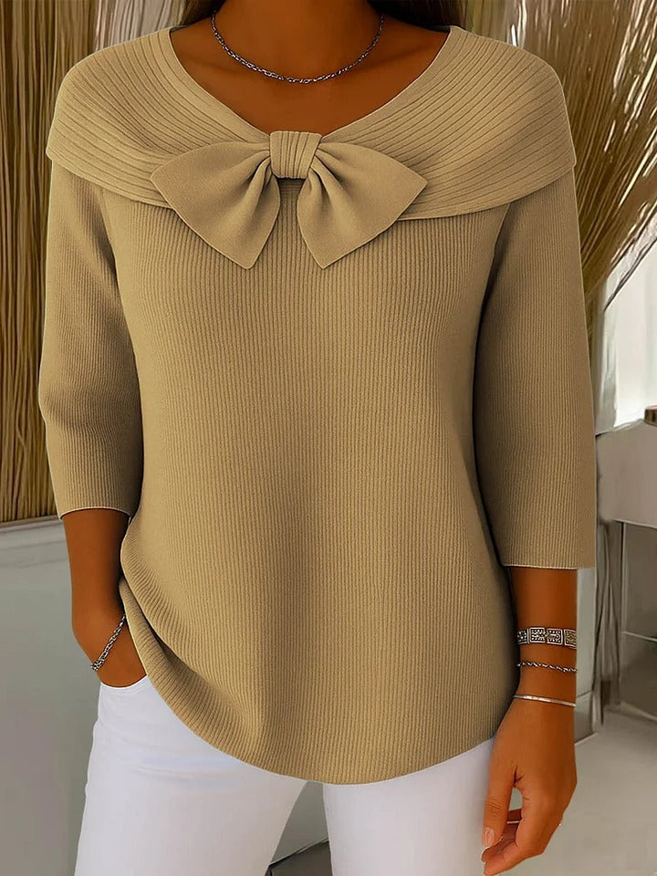TIVELLA | MAGLIA CON FIOCCO E SCOLLO ROTONDO