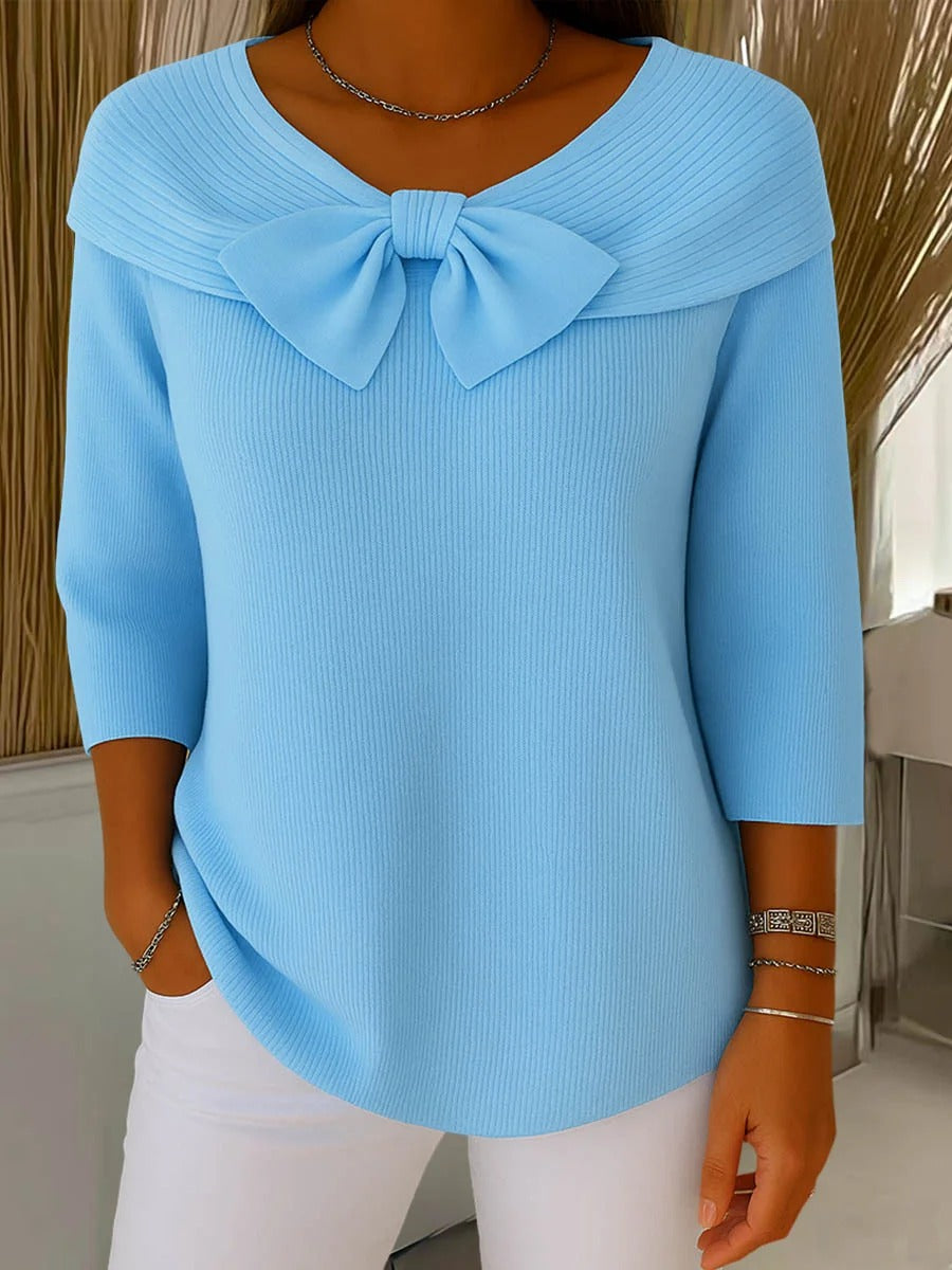 TIVELLA | MAGLIA CON FIOCCO E SCOLLO ROTONDO
