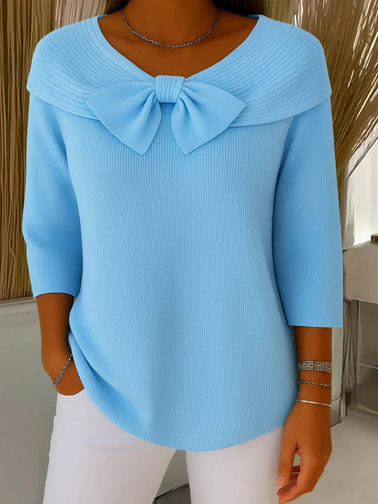 TIVELLA | MAGLIA CON FIOCCO E SCOLLO ROTONDO