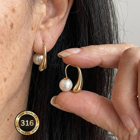 ELARA | ORECCHINI MINIMALISTI A CERCHIO CON PERLA