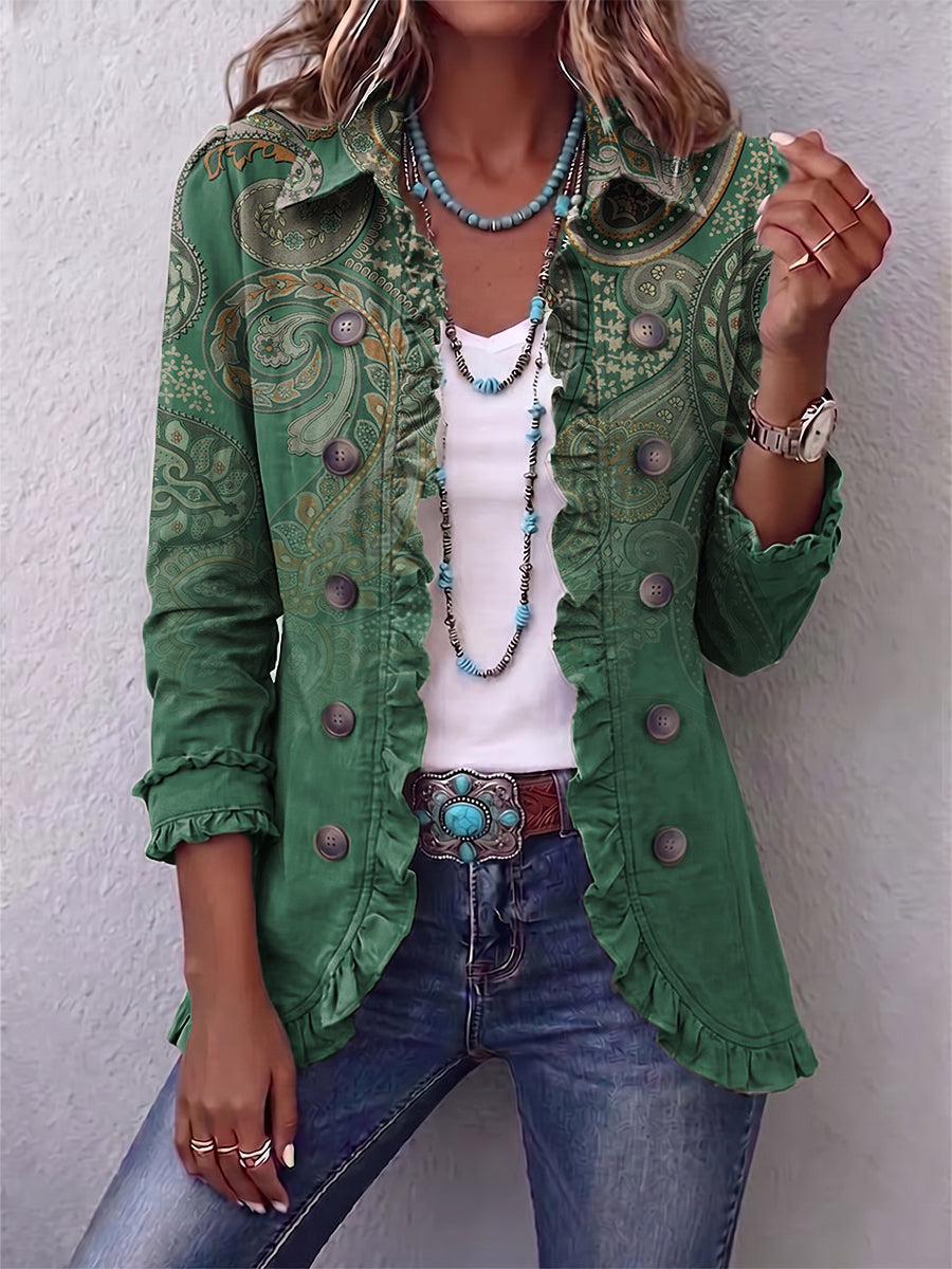 JEMARA | GIACCA CON BALZE E STAMPA PAISLEY BOHEMIAN