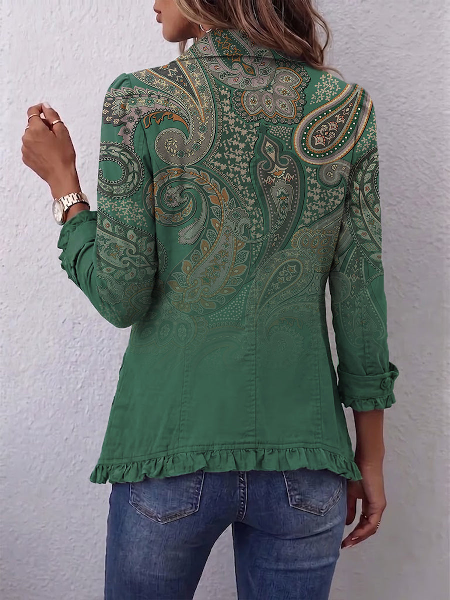 JEMARA | GIACCA CON BALZE E STAMPA PAISLEY BOHEMIAN