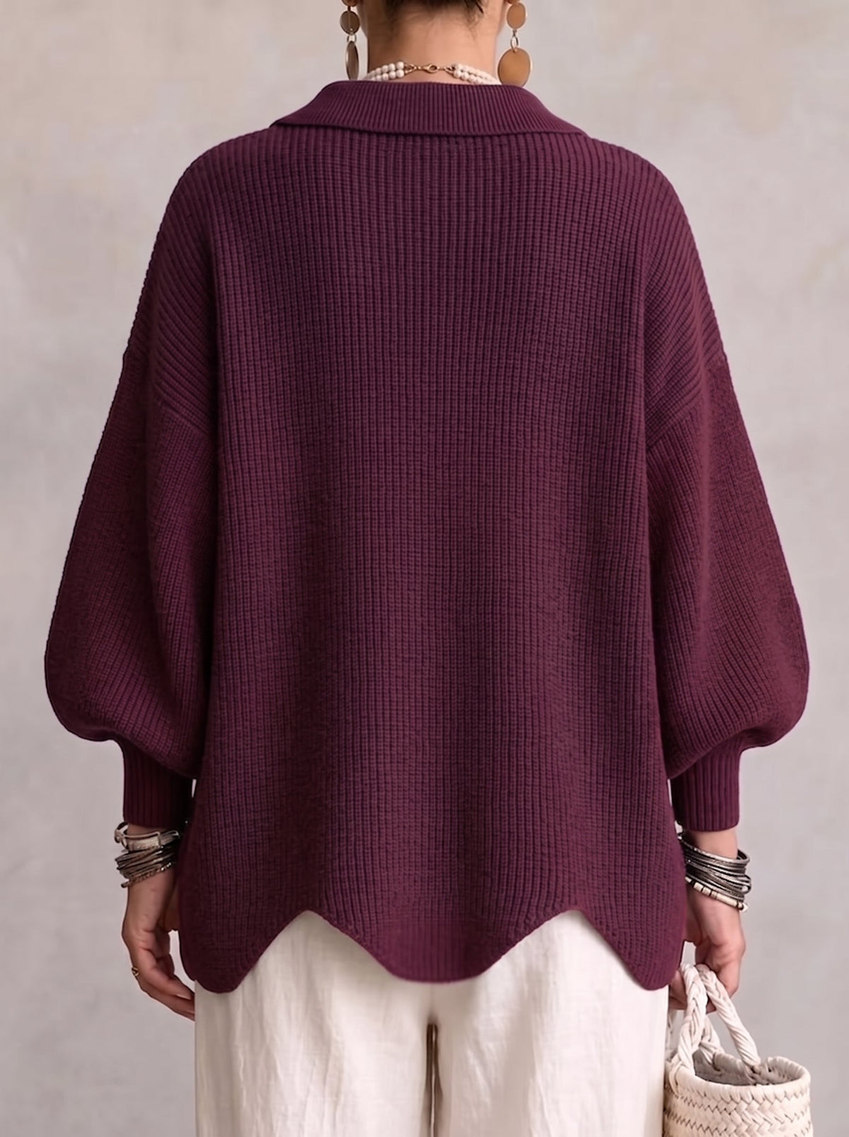 KATRIEN | CARDIGAN OVERSIZE CON COLLETTO E BOTTONI IN METALLO