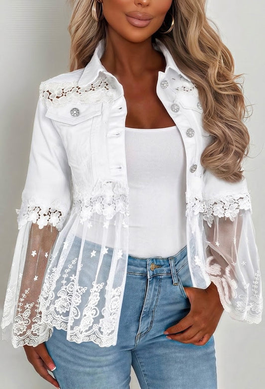 SUNNELACE | GIACCA CON INSERTI IN PIZZO