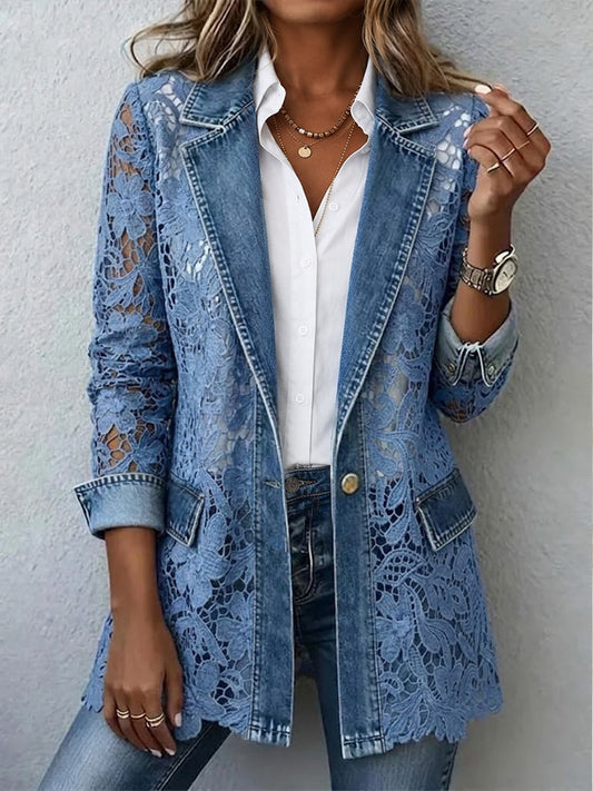LACINDA | BLAZER CON INSERTI IN PIZZO FLOREALE
