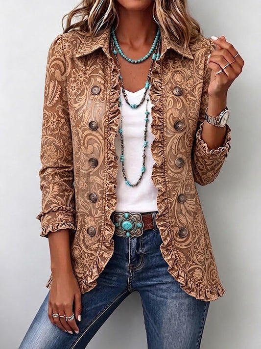 VYCLARA | GIACCA CON STAMPA FLOREALE BOHEMIAN VINTAGE E VOLANT