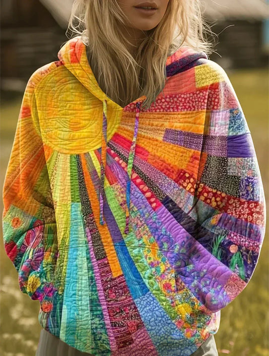 DAWNELLA | FELPA CON CAPPUCCIO PATCHWORK MULTICOLORE BOHEMIAN