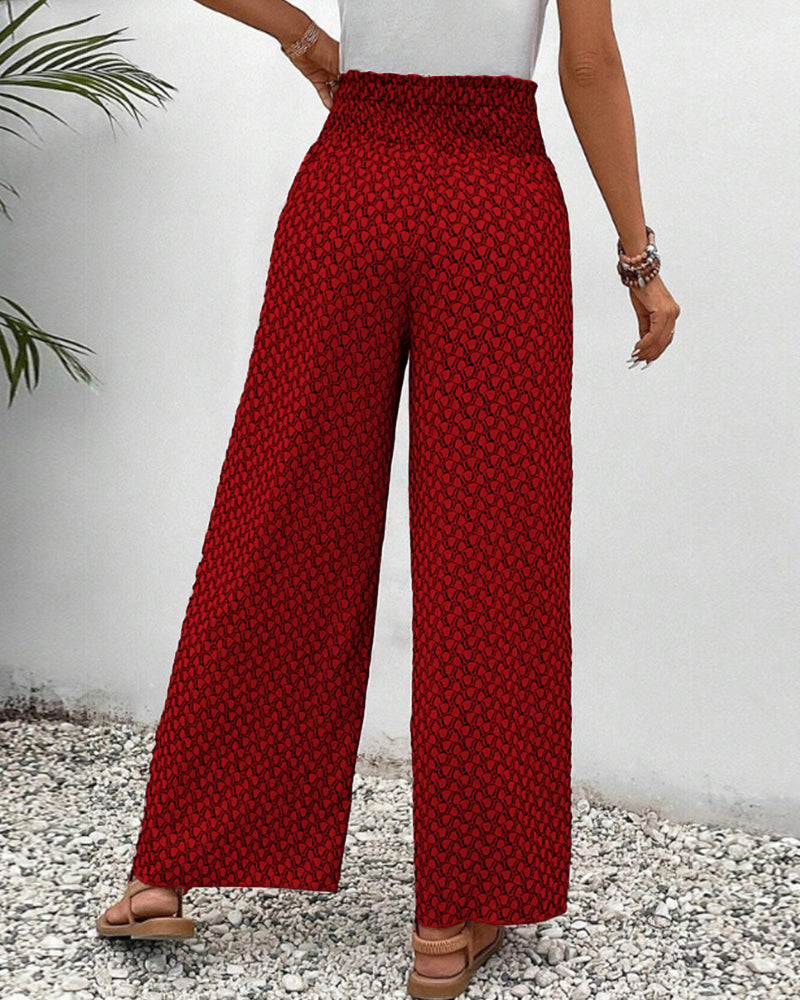 CATHERINE | PANTALONI A GAMBA AMPIA CON VITA ARRICCIATA