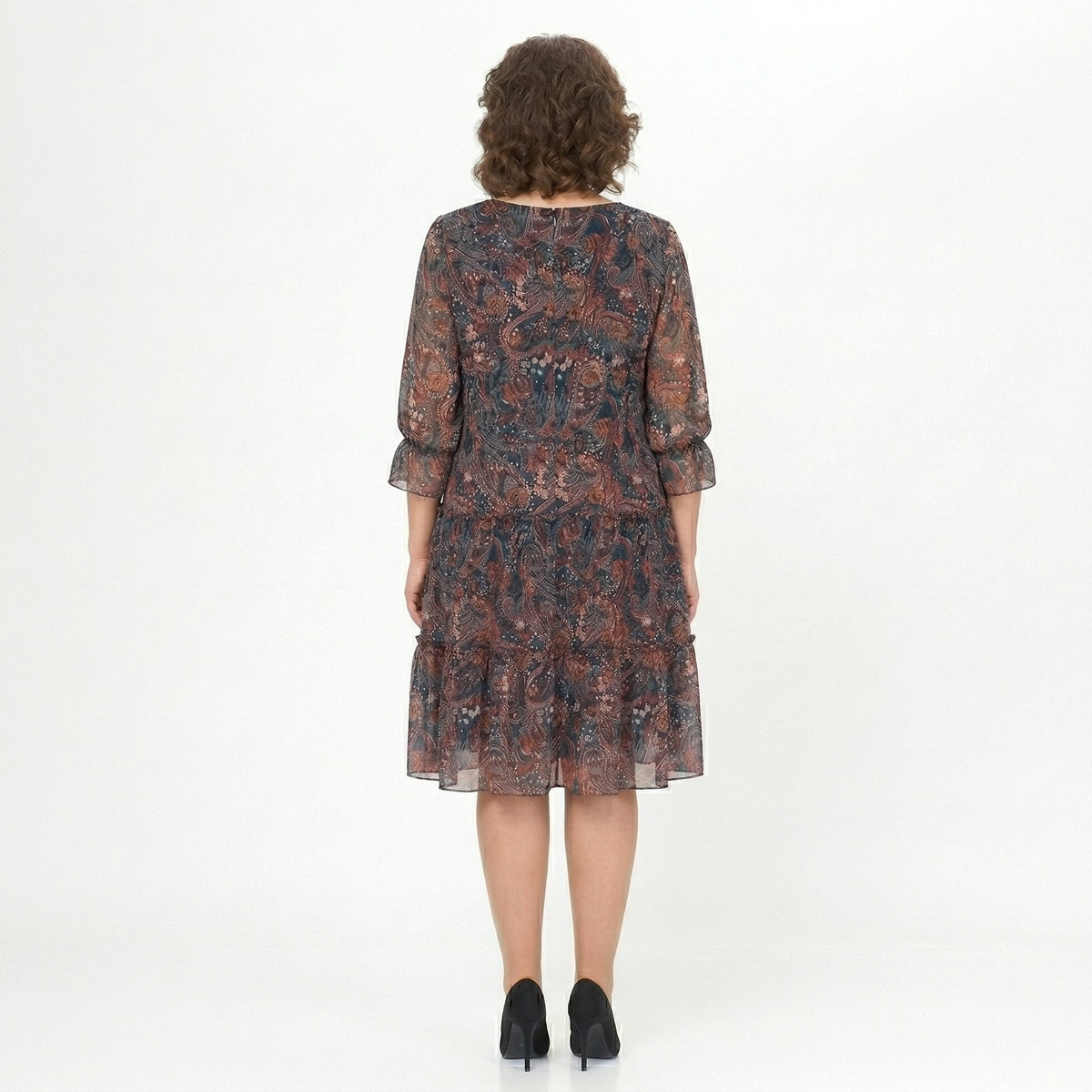 NOREEN | ABITO MIDI IN CHIFFON CON STAMPA PAISLEY E COPERTURA ADDOMINALE