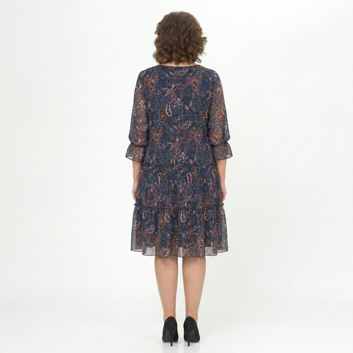 NOREEN | ABITO MIDI IN CHIFFON CON STAMPA PAISLEY E COPERTURA ADDOMINALE