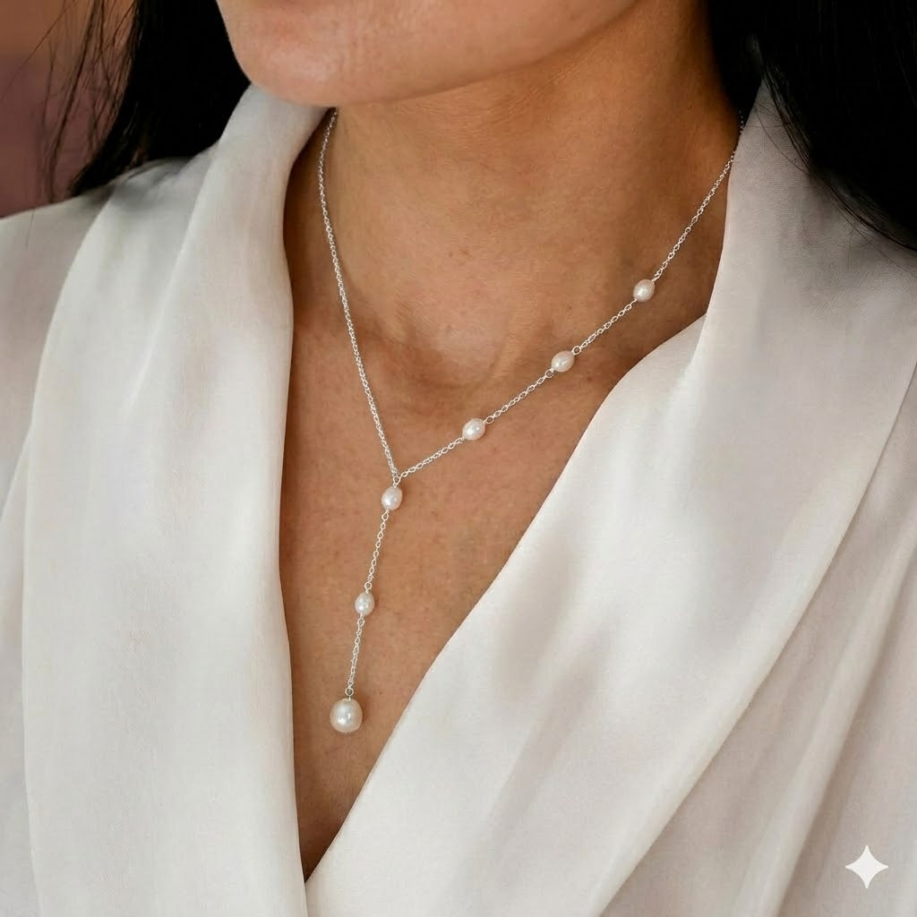 CALISTA | COLLANA LARIAT A CASCATA DI PERLE